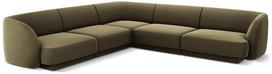 Kampinė sofa Micadoni Home Miley Velvet Symmetrical, žalia sp., 252 x 252 cm x 74 cm
