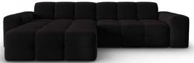 Kampinė sofa Micadoni Home Kendal Velvet 4 Seats, juoda sp., kairinė, 256 x 173 cm x 79 cm