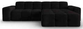 Kampinė sofa Micadoni Home Kendal Velvet 4 Seats, juoda sp., dešininė, 256 x 173 cm x 79 cm