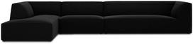 Kampinė sofa Micadoni Home Ruby 5 Seats, juoda sp., kairinė, 366 x 180 cm x 69 cm