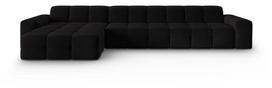 Kampinė sofa Micadoni Home Kendal Velvet 5 Seats, juoda sp., kairinė, 357 x 173 cm x 79 cm