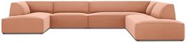 Kampinė sofa Micadoni Home Ruby Panoramic 7 Seats, rožinė sp., dešininė, 366 x 273 cm x 69 cm