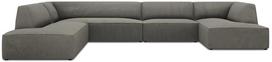 Kampinė sofa Micadoni Home Ruby Panoramic 7 Seats, pilka sp./smėlio ruda sp., kairinė, 366 x 273 cm x 69 cm