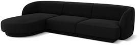 Kampinė sofa Micadoni Home Miley Velvet 4 Seats, juoda sp., kairinė, 259 x 155 cm x 74 cm