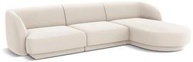 Kampinė sofa Micadoni Home Miley Velvet 4 Seats, šviesiai ruda sp., dešininė, 259 x 155 cm x 74 cm