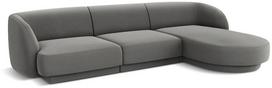 Kampinė sofa Micadoni Home Miley Velvet 4 Seats, šviesiai pilka sp., dešininė, 259 x 155 cm x 74 cm