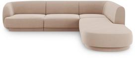 Kampinė sofa Micadoni Home Miley Velvet 6 Seats, šviesiai ruda sp., dešininė, 252 x 220 cm x 74 cm