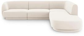 Kampinė sofa Micadoni Home Miley Velvet 6 Seats, šviesiai ruda sp., dešininė, 252 x 220 cm x 74 cm