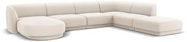 Kampinė sofa Micadoni Home Miley Velvet Panoramic 6 Seats, šviesiai ruda sp., dešininė, 327 x 245 cm x 74 cm