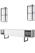 TV staliukas Kalune Design Chrome, balta sp./juoda sp., 30 cm x 180 cm x 48 cm, 3 vnt.