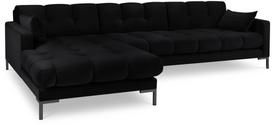 Kampinė sofa Micadoni Home Mamaia Velvet, juoda sp., kairinė, 293 x 185 cm x 75 cm