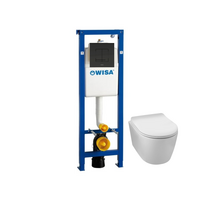 Potinkinis WC komplektas WISA rėmas 110cm+ Balneo klozetas + WISA juodas mygtukas