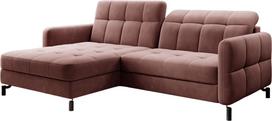 Kampinė sofa Lorelle Kronos 29, rožinė sp., kairinė, 160 x 225 cm x 105 cm