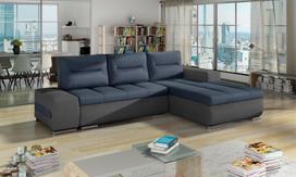 Kampinė sofa Ottavio Soro 76, Soro 93, pilka sp./tamsiai mėlyna sp., dešininė, 180 x 275 cm x 85 cm