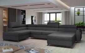 Kampinė sofa Josette Inari 96, tamsiai pilka sp., kairinė, 200 x 370 cm x 98 cm