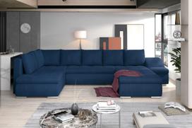 Kampinė sofa Giovanni Monolith 77, tamsiai mėlyna sp., dešininė, 200 x 340 cm x 88 cm