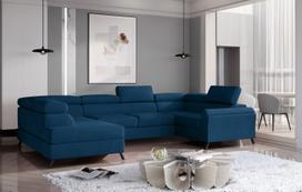 Kampinė sofa Escada Monolith 77, mėlyna sp., kairinė, 200 x 330 cm x 98 cm