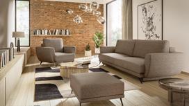 Baldų komplektas Megis 3F & 1F & Pouf, vidaus, šviesiai ruda sp.