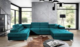 Kampinė sofa Eduardo Kronos 13, žalia sp., kairinė, 202 x 345 cm x 90 cm
