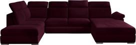 Kampinė sofa Evanell Mat Velvet 68, tamsiai violetinė sp., kairinė, 216 x 330 cm x 102 cm