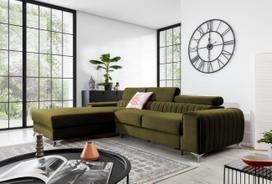 Kampinė sofa Grayson Nube 33, žalia sp., kairinė, 205 x 278 cm x 92 cm
