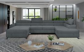 Kampinė sofa Josette Paros 06, tamsiai pilka sp., dešininė, 200 x 370 cm x 98 cm