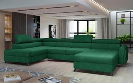 Kampinė sofa Josette Kronos 19, tamsiai žalia sp., kairinė, 200 x 370 cm x 98 cm