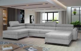 Kampinė sofa Josette Paros 05, pilka sp., kairinė, 200 x 370 cm x 98 cm