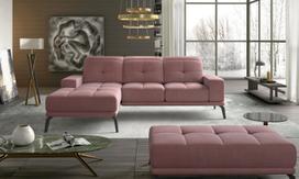 Kampinė sofa Torrense Mat Velvet 63, rožinė sp., kairinė, 265 x 175 cm x 98 cm