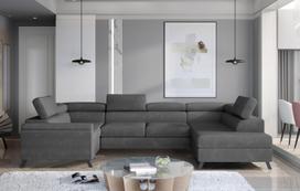 Kampinė sofa Escada Paros 06, tamsiai pilka sp., dešininė, 200 x 330 cm x 98 cm
