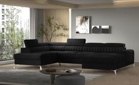 Kampinė sofa Lacante Loco 10, juoda sp., kairinė, 202 x 354 cm x 92 cm