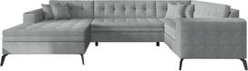 Kampinė sofa Montez Gojo 4, pilka sp., kairinė, 180 x 340 cm x 93 cm