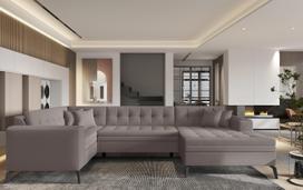Kampinė sofa Montez Savoi 7, kreminė sp., dešininė, 180 x 340 cm x 93 cm