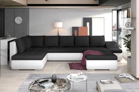 Kampinė sofa Giovanni Sawana 14, Soft 17, balta sp./juoda sp., dešininė, 200 x 340 cm x 88 cm