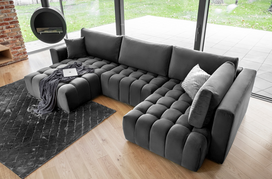 Kampinė sofa Bonito Nube 6, tamsiai pilka sp., kairinė, 170 x 340 cm x 92 cm