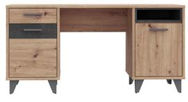 Rašomasis stalas su spintele Forte RVXB221-C772, 150 cm x 60 cm, 74.1 cm, ąžuolo sp./tamsiai pilka sp.