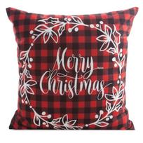 Kalėdinis dekoratyvinės pagalvėlės užvalkalas Merry Christmas, balta sp./juoda sp./raudona sp., 45 cm x 45 cm