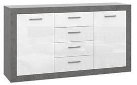 Komoda Forte Trebbia BCCK234-C272, balta sp./pilka sp., 85.5 cm x 152.7 cm x 41 cm