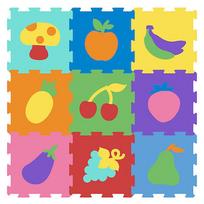 Kilimėlis kūdikiams - dėlionė Smily Play Fruit, 29 cm x 29 cm, 9 vnt, įvairių spalvų
