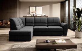 Kampinė sofa Siber Flores 10, juoda sp., kairinė, 186 x 270 cm x 93 cm