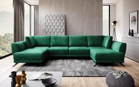 Kampinė sofa Larco Nube 35, tamsiai žalia sp., 191 x 362 cm x 90 cm