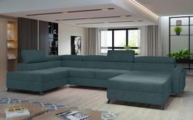 Kampinė sofa Josette Grande 75, mėlyna sp., kairinė, 200 x 370 cm x 98 cm