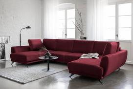 Kampinė sofa Larco Loco 25, tamsiai violetinė sp., 191 x 362 cm x 90 cm