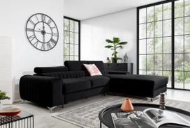 Kampinė sofa Grayson Velvetmat 10, juoda sp., dešininė, 205 x 278 cm x 92 cm