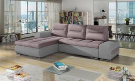 Kampinė sofa Ottavio Soro 61, Soro 83, rožinė sp./pilka sp., kairinė, 180 x 275 cm x 85 cm