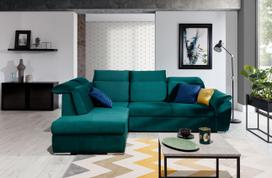 Kampinė sofa Loreto Kronos 19, žalia sp., kairinė, 210 x 260 cm x 102 cm