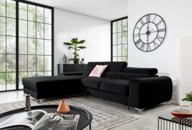 Kampinė sofa Grayson Velvetmat 10, juoda sp., kairinė, 205 x 278 cm x 92 cm