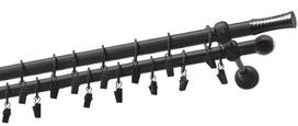 Karnizo komplektas Olimp Walec, 400 cm, Ø 19 mm, juoda sp.