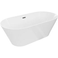 Vonia su sienele, laisvai pastatoma Mexen Luna Slim, 170 cm x 75 cm x 58 cm, ovalas, balta sp./metalinė juoda sp.