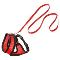 Kačių petnešos su pavadėliu Karlie Flamingo Harms 1031369, 38 cm x 15 mm, juoda sp./raudona sp.